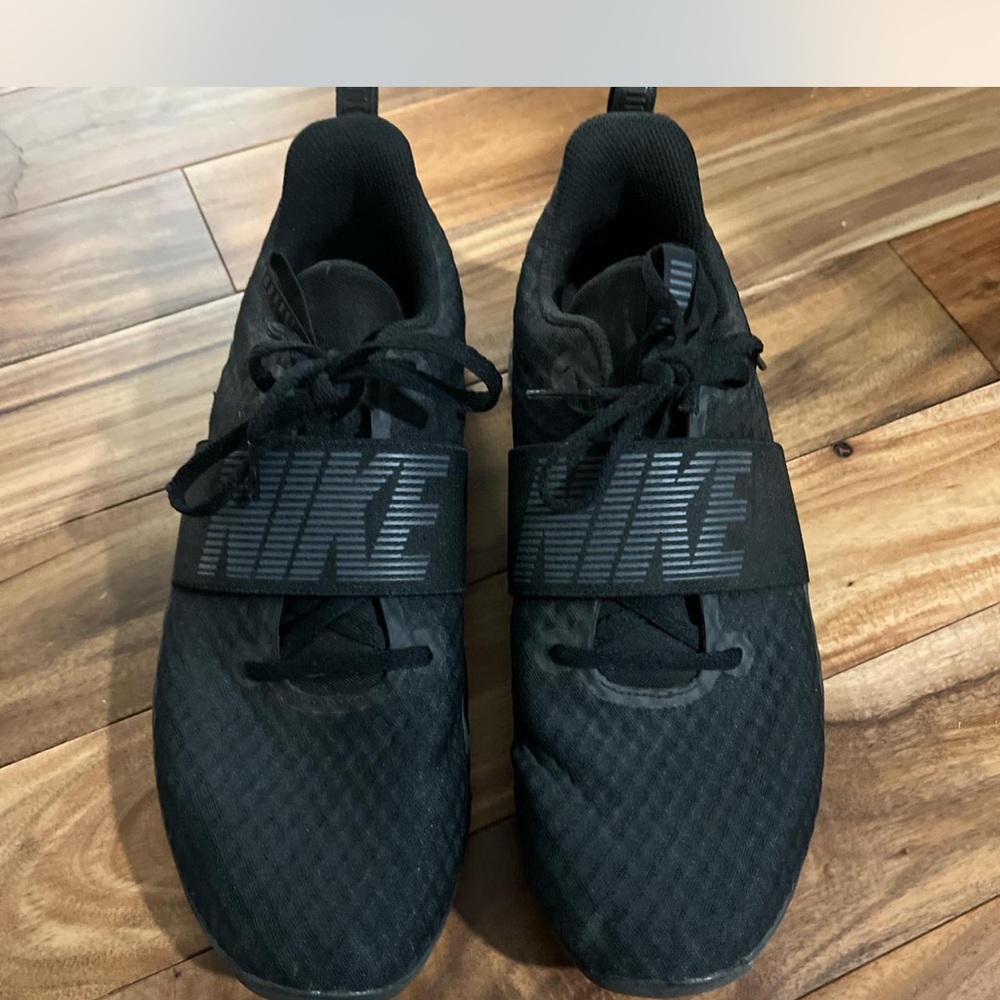 Nike Black Sneakers with Velcro Straps and Textured Upper
